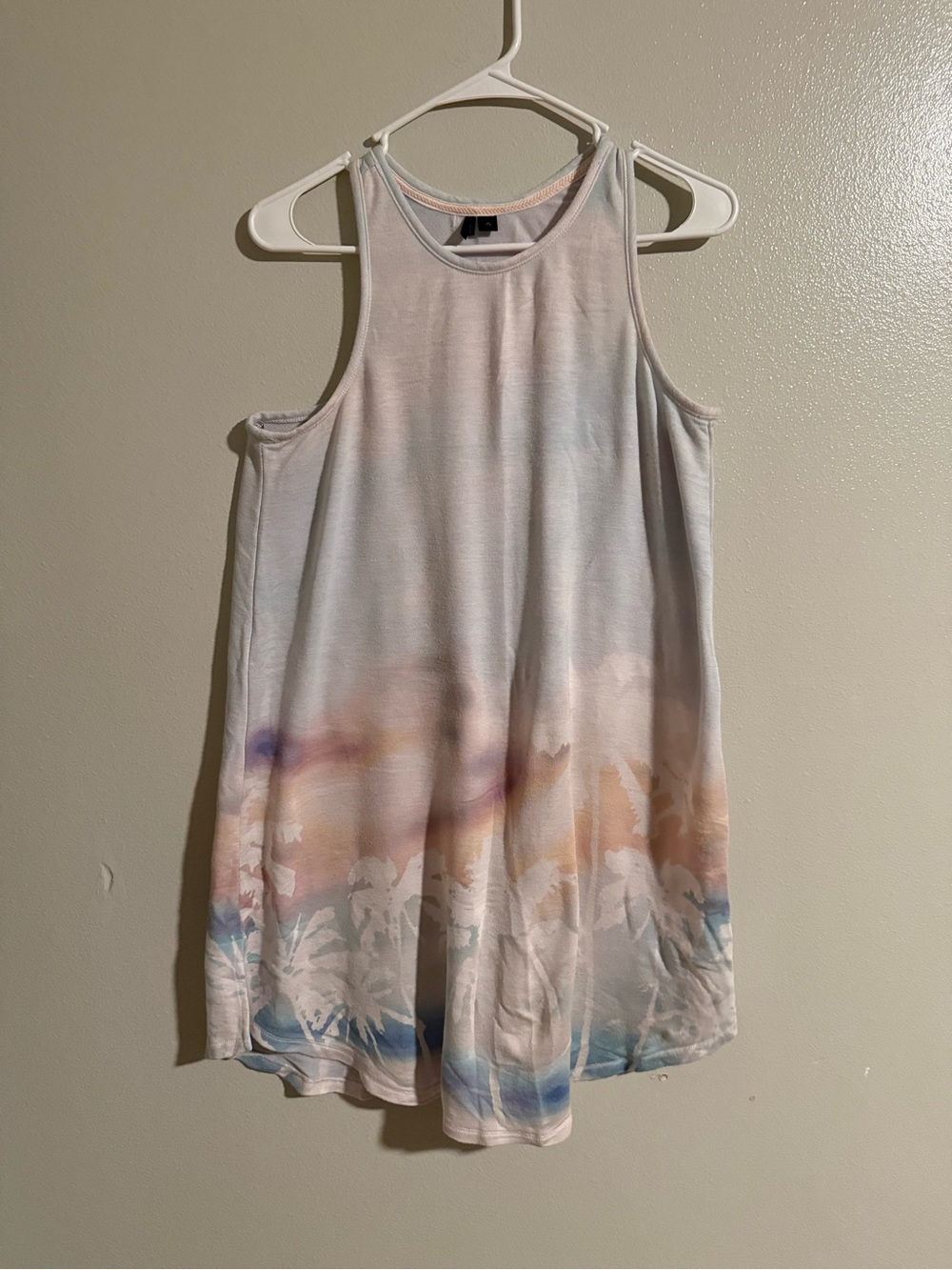 Kensie Pastel Tie-Dye Floral Tank Top - White, Pink, Peach, Blue